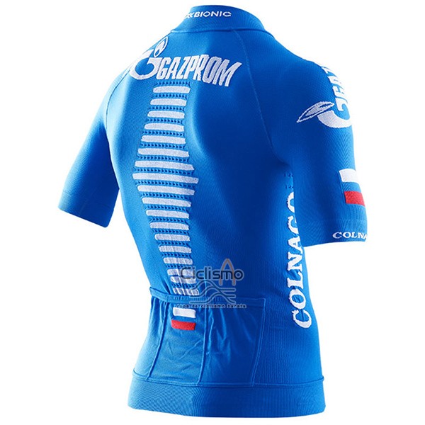 Gazprom Rusvelo Colnago Ropa Ciclismo Culotte Corto 2017 Hombre Mangas Cortas Azul